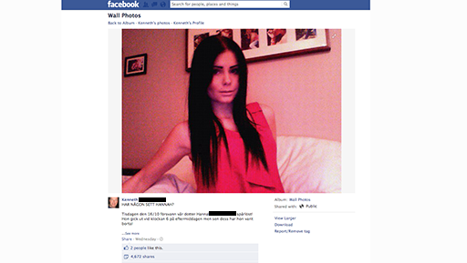  Hannah, Försvunnen, Missing People, Facebook, Efterlysning